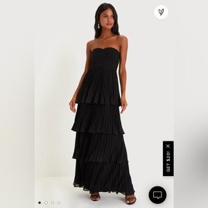 Lulus Seriously Sensational Black Strapless Tiered Maxi Dress